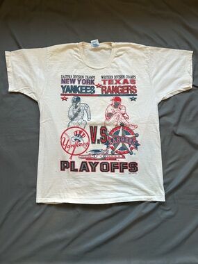 Vintage New York Yankees vs Texas Rangers Playoffs T-Shirt